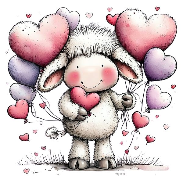 45 Whimsical Little Lamb Lamb Clipart Bundle | Watercolor Sketch Style | Commercial Use — image 43
