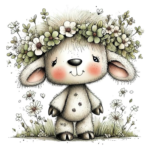 45 Whimsical Little Lamb Lamb Clipart Bundle | Watercolor Sketch Style | Commercial Use — image 44