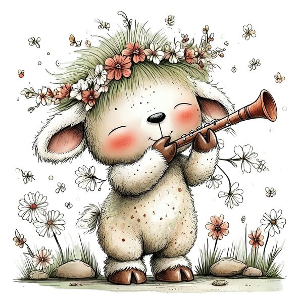 45 Whimsical Little Lamb Lamb Clipart Bundle | Watercolor Sketch Style | Commercial Use — image 45