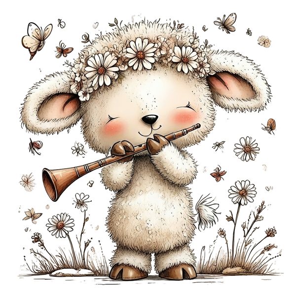45 Whimsical Little Lamb Lamb Clipart Bundle | Watercolor Sketch Style | Commercial Use — image 46