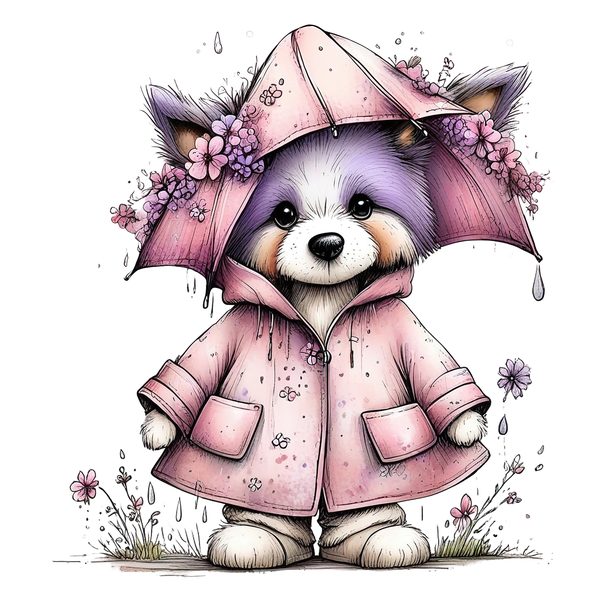 45 Whimsical Puppy Clipart Bundle | Watercolor Sketch Style | Commercial Use — image 1