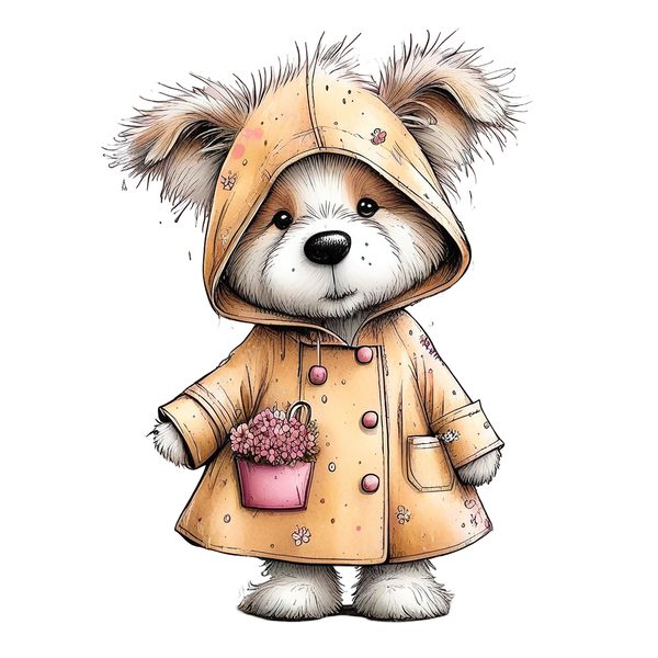 45 Whimsical Puppy Clipart Bundle | Watercolor Sketch Style | Commercial Use — image 4