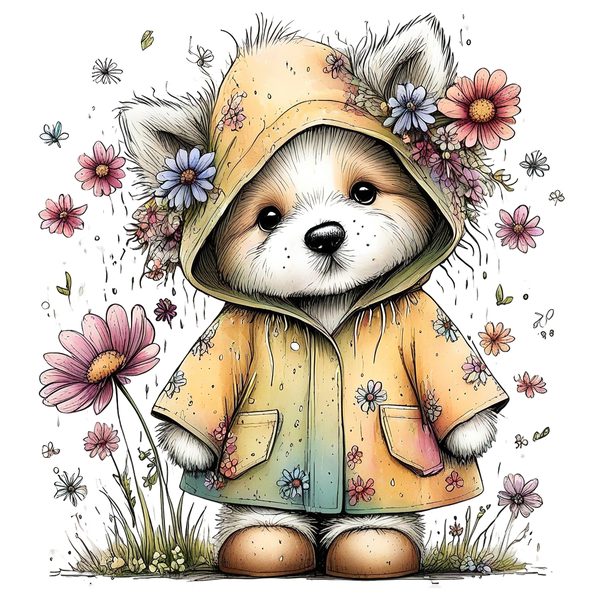 45 Whimsical Puppy Clipart Bundle | Watercolor Sketch Style | Commercial Use — image 5
