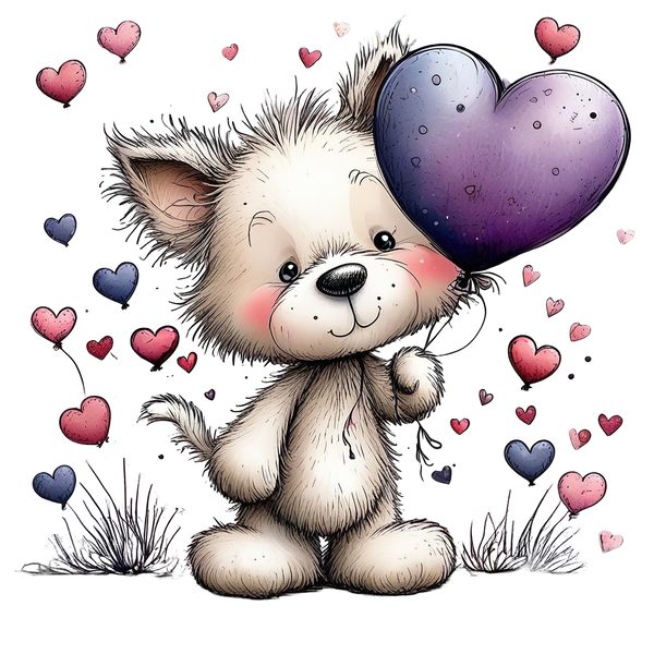 45 Whimsical Puppy Clipart Bundle | Watercolor Sketch Style | Commercial Use — image 8