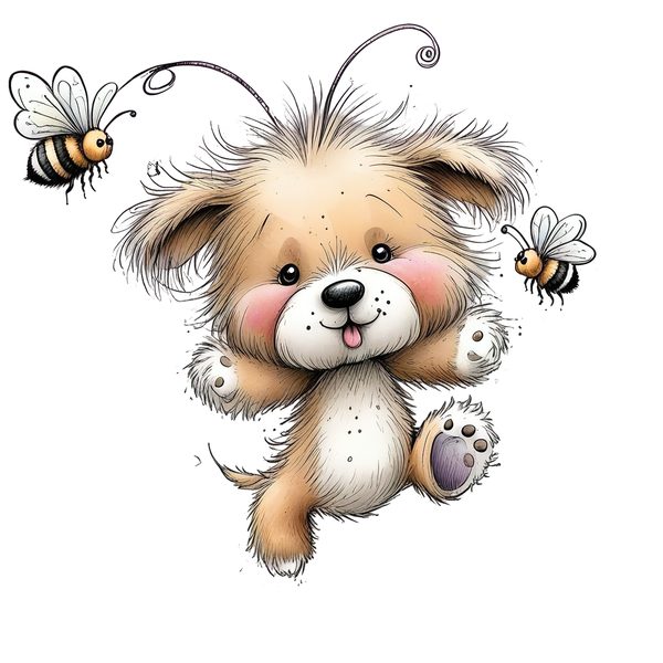 45 Whimsical Puppy Clipart Bundle | Watercolor Sketch Style | Commercial Use — image 9