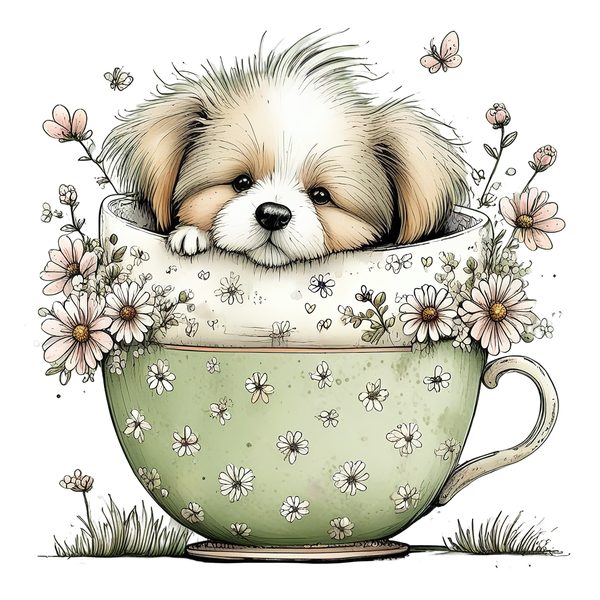 45 Whimsical Puppy Clipart Bundle | Watercolor Sketch Style | Commercial Use — image 13