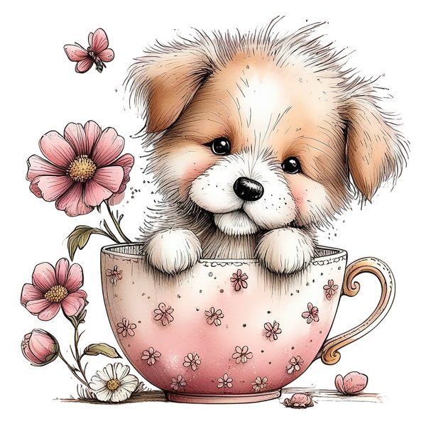 45 Whimsical Puppy Clipart Bundle | Watercolor Sketch Style | Commercial Use — image 14