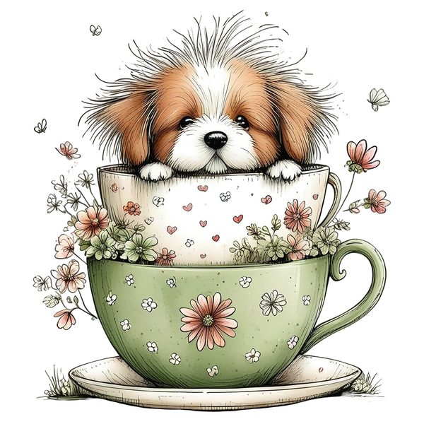 45 Whimsical Puppy Clipart Bundle | Watercolor Sketch Style | Commercial Use — image 15