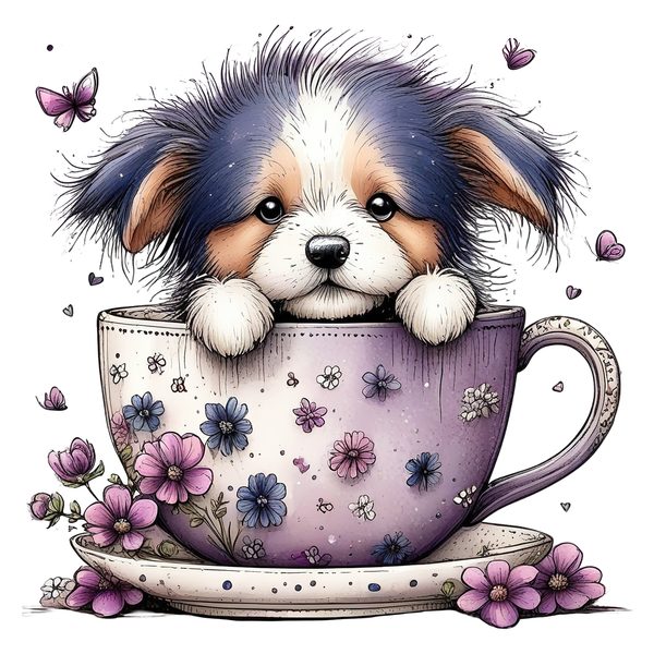 45 Whimsical Puppy Clipart Bundle | Watercolor Sketch Style | Commercial Use — image 17