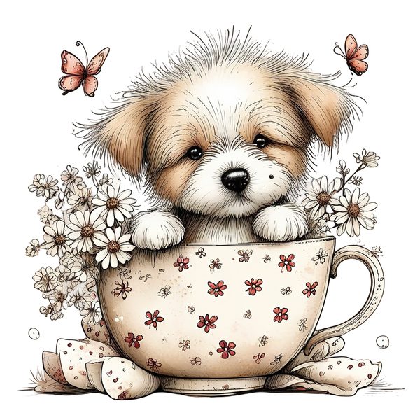 45 Whimsical Puppy Clipart Bundle | Watercolor Sketch Style | Commercial Use — image 18