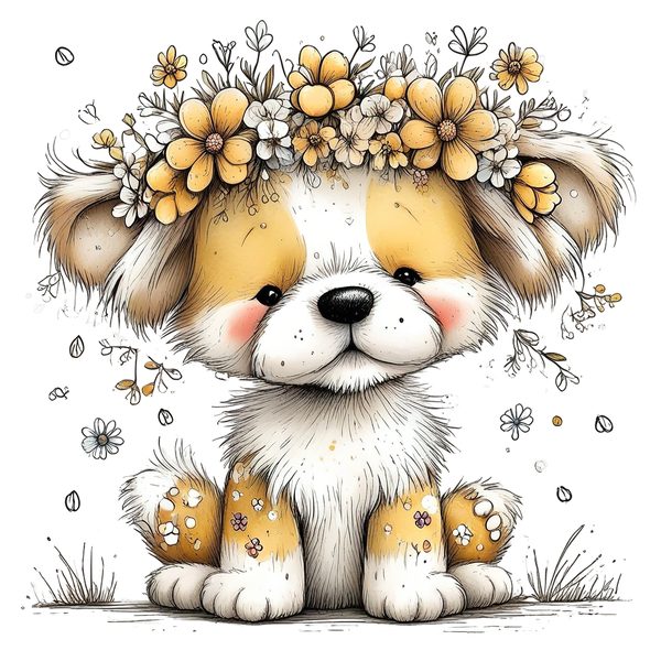 45 Whimsical Puppy Clipart Bundle | Watercolor Sketch Style | Commercial Use — image 21
