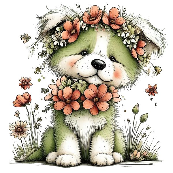 45 Whimsical Puppy Clipart Bundle | Watercolor Sketch Style | Commercial Use — image 24