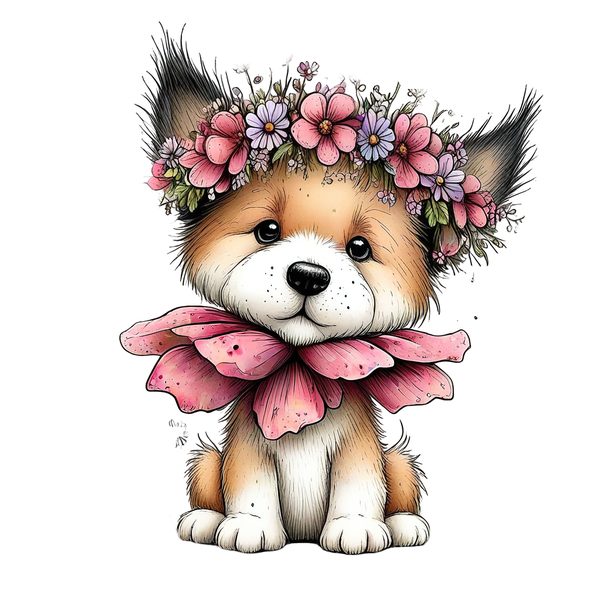 45 Whimsical Puppy Clipart Bundle | Watercolor Sketch Style | Commercial Use — image 25