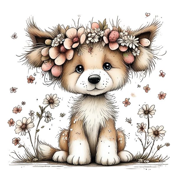 45 Whimsical Puppy Clipart Bundle | Watercolor Sketch Style | Commercial Use — image 28