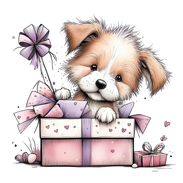 45 Whimsical Puppy Clipart Bundle | Watercolor Sketch Style | Commercial Use — image 29