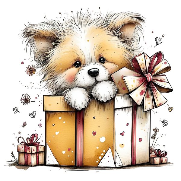 45 Whimsical Puppy Clipart Bundle | Watercolor Sketch Style | Commercial Use — image 31