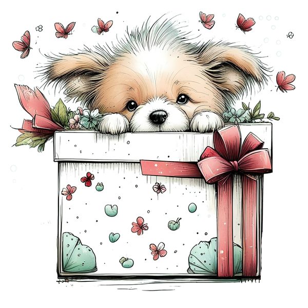 45 Whimsical Puppy Clipart Bundle | Watercolor Sketch Style | Commercial Use — image 32