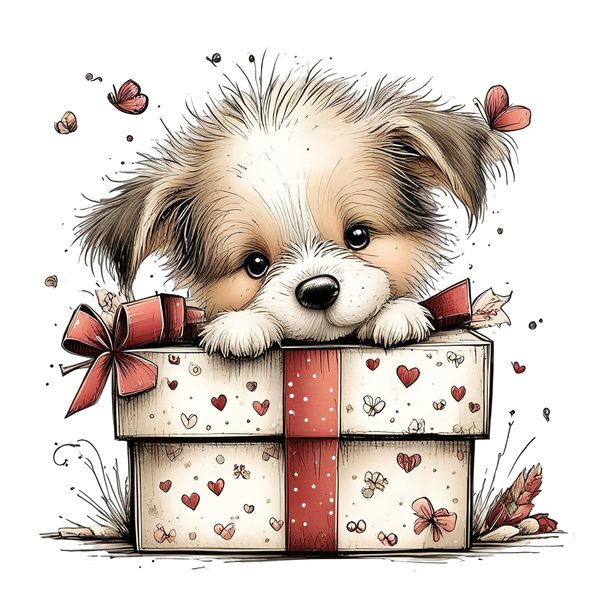 45 Whimsical Puppy Clipart Bundle | Watercolor Sketch Style | Commercial Use — image 35