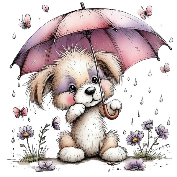 45 Whimsical Puppy Clipart Bundle | Watercolor Sketch Style | Commercial Use — image 41