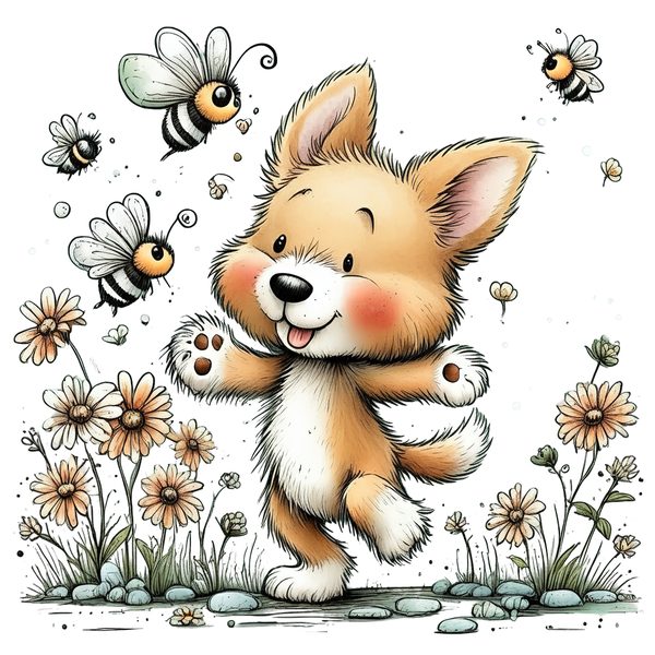 45 Whimsical Puppy Clipart Bundle | Watercolor Sketch Style | Commercial Use — image 42