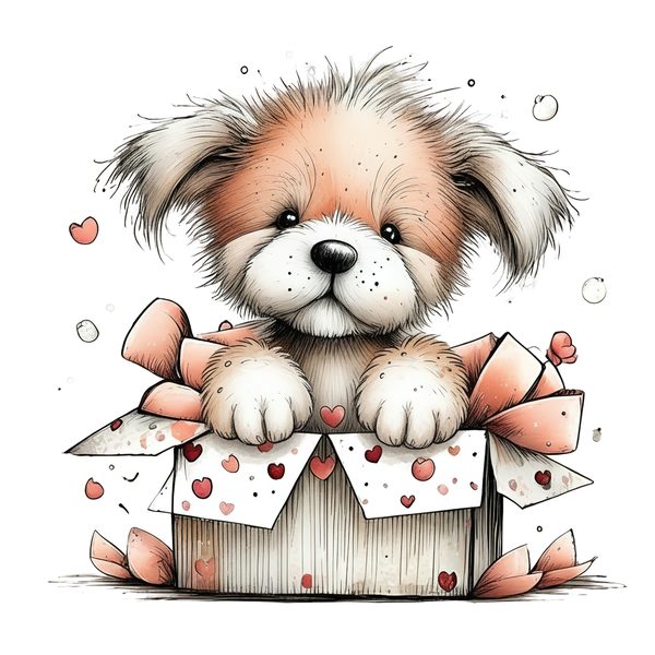 45 Whimsical Puppy Clipart Bundle | Watercolor Sketch Style | Commercial Use — image 43