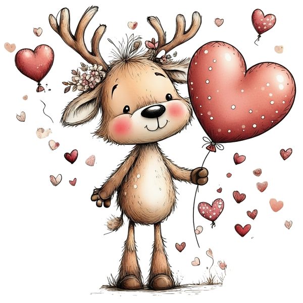 45 Whimsical Deer Clipart | Watercolor Sketch Style | Commercial Use — image 4