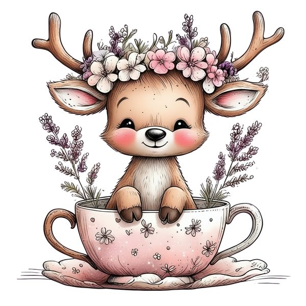 45 Whimsical Deer Clipart | Watercolor Sketch Style | Commercial Use — image 9