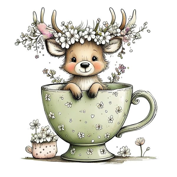 45 Whimsical Deer Clipart | Watercolor Sketch Style | Commercial Use — image 10