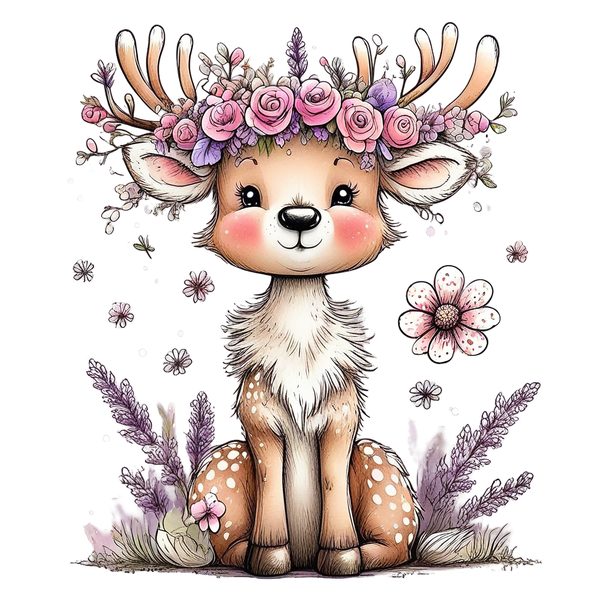 45 Whimsical Deer Clipart | Watercolor Sketch Style | Commercial Use — image 11