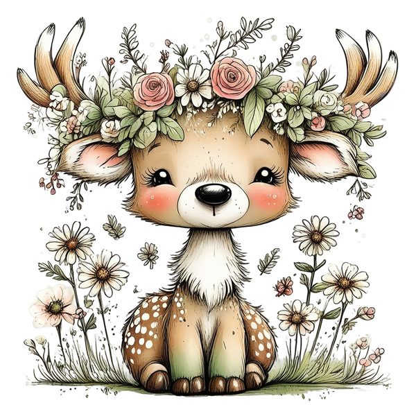 45 Whimsical Deer Clipart | Watercolor Sketch Style | Commercial Use — image 12