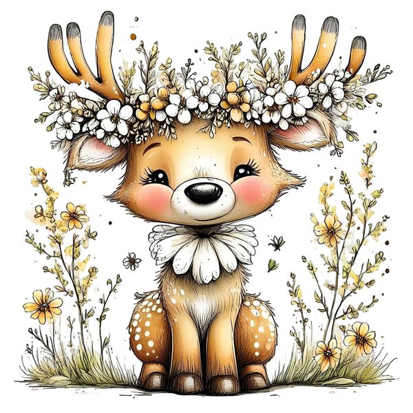 45 Whimsical Deer Clipart | Watercolor Sketch Style | Commercial Use — image 13