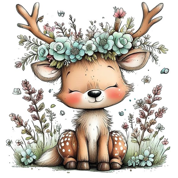 45 Whimsical Deer Clipart | Watercolor Sketch Style | Commercial Use — image 15