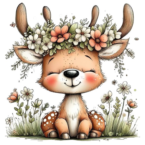 45 Whimsical Deer Clipart | Watercolor Sketch Style | Commercial Use — image 16