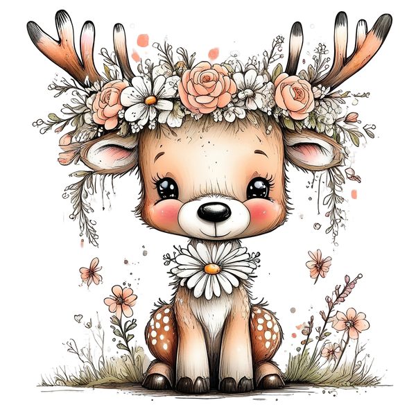 45 Whimsical Deer Clipart | Watercolor Sketch Style | Commercial Use — image 18