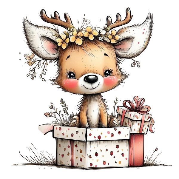 45 Whimsical Deer Clipart | Watercolor Sketch Style | Commercial Use — image 20