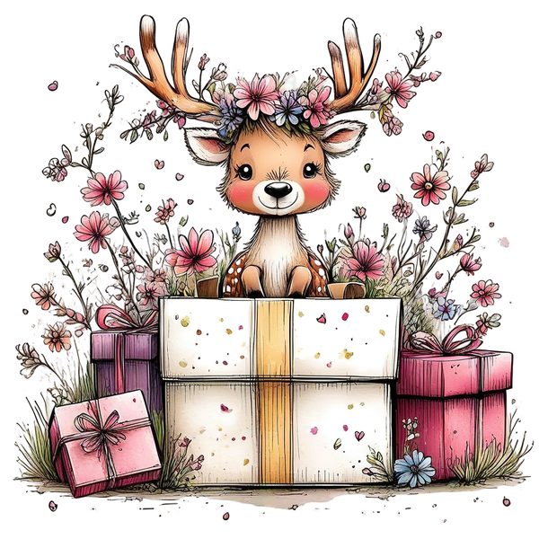 45 Whimsical Deer Clipart | Watercolor Sketch Style | Commercial Use — image 22
