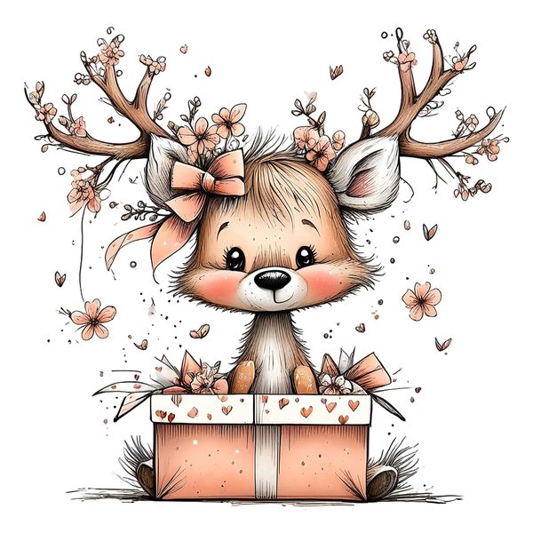 45 Whimsical Deer Clipart | Watercolor Sketch Style | Commercial Use — image 23