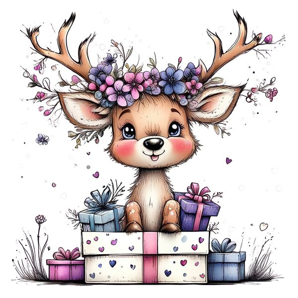45 Whimsical Deer Clipart | Watercolor Sketch Style | Commercial Use — image 24