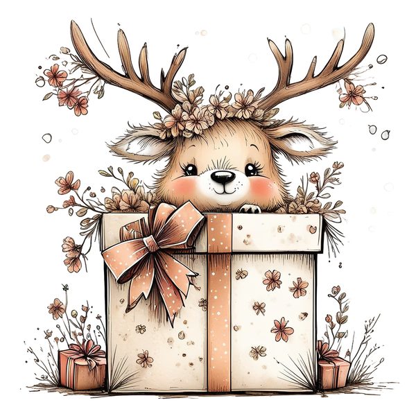 45 Whimsical Deer Clipart | Watercolor Sketch Style | Commercial Use — image 25