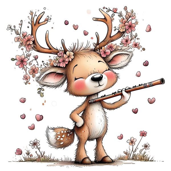 45 Whimsical Deer Clipart | Watercolor Sketch Style | Commercial Use — image 26