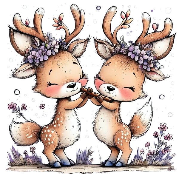 45 Whimsical Deer Clipart | Watercolor Sketch Style | Commercial Use — image 29