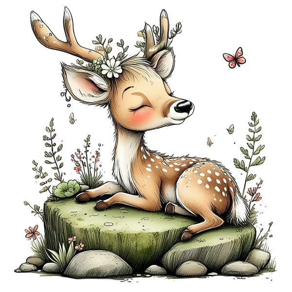 45 Whimsical Deer Clipart | Watercolor Sketch Style | Commercial Use — image 30