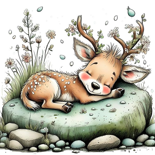 45 Whimsical Deer Clipart | Watercolor Sketch Style | Commercial Use — image 31