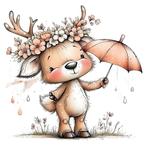 45 Whimsical Deer Clipart | Watercolor Sketch Style | Commercial Use — image 33