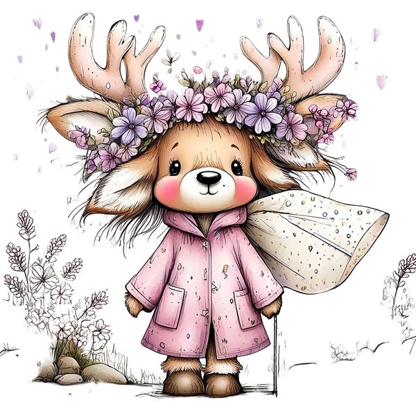 45 Whimsical Deer Clipart | Watercolor Sketch Style | Commercial Use — image 34