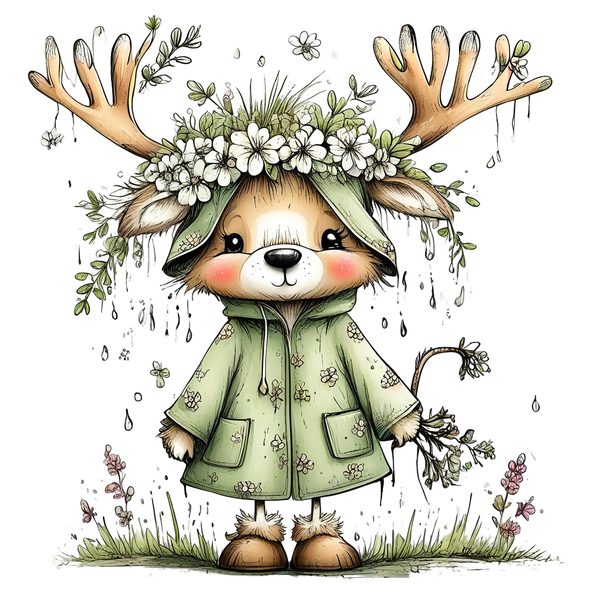 45 Whimsical Deer Clipart | Watercolor Sketch Style | Commercial Use — image 35
