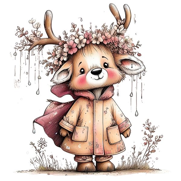 45 Whimsical Deer Clipart | Watercolor Sketch Style | Commercial Use — image 37