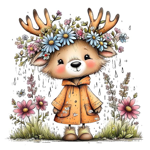 45 Whimsical Deer Clipart | Watercolor Sketch Style | Commercial Use — image 38