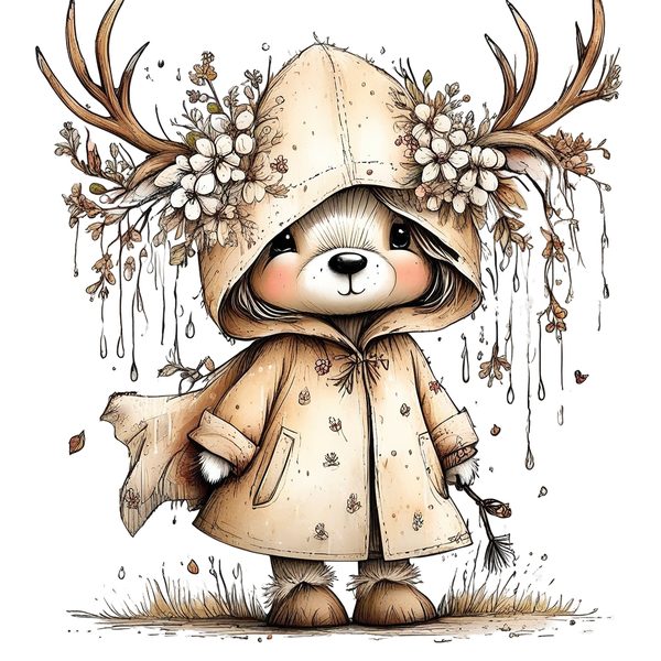 45 Whimsical Deer Clipart | Watercolor Sketch Style | Commercial Use — image 39