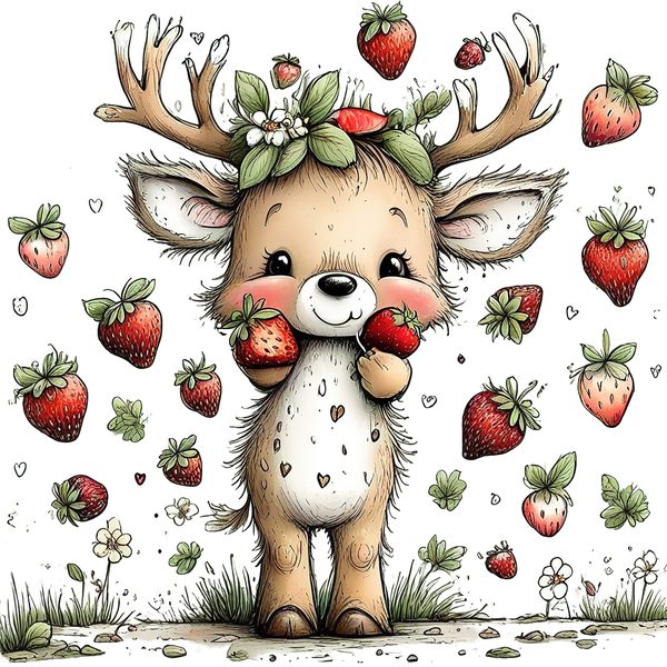 45 Whimsical Deer Clipart | Watercolor Sketch Style | Commercial Use — image 40